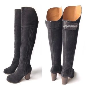 DV BY DOLCE VITA Grey Myer Over the Knee Suede Heeled Boots 7.5